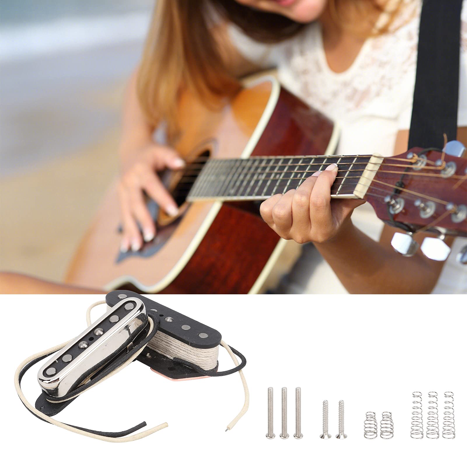 Keramikmagnete E-Gitarren-Tonabnehmer, Metall-E-Gitarren-Tonabnehmer Musikinstrumentenzubehör mit 5 Schrauben für Musik