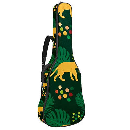 Gitarrentasche mit Reißverschluss, wasserdicht, weich, für Bassgitarre, Akustik- und klassische Folk-Gitarre, Löwen und Pflanzen