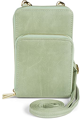 styleBREAKER Damen Mini Bag Umhängetasche mit RFID Schutz, Handytasche, 2 Reißverschluss Fächer, Schultertasche 02012376, Farbe:Lindgrün
