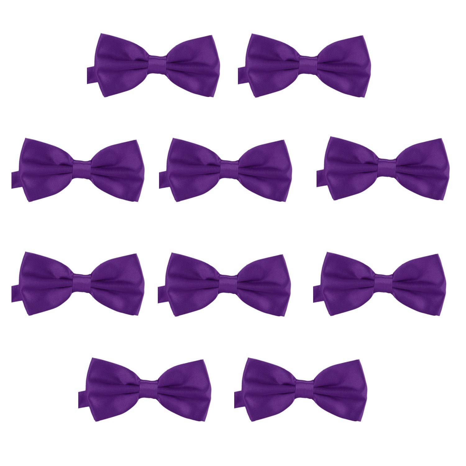 DonDon 10er Set Herren Fliege 12 x 6 cm gebunden und längenverstellbar violett
