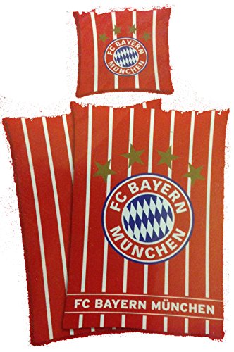 FC Bayern München Bettwäsche "Stars and Stripes" Wendemotiv Bezug 135x200cm Kissen 80x80cm 100%Baumwolle