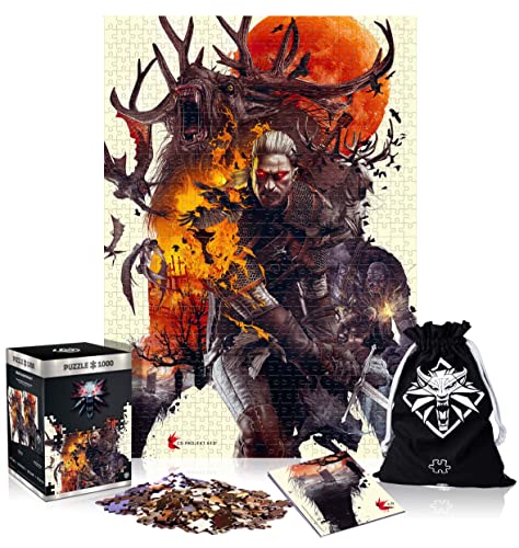 The Witcher 3: Wild Hunt Monsters - Puzzle mit 1.000 Teilen und den Maßen 68 cm x 48 cm | inklusive Poster und Tasche | Spiel-Artwork für Erwachsene und Teenager