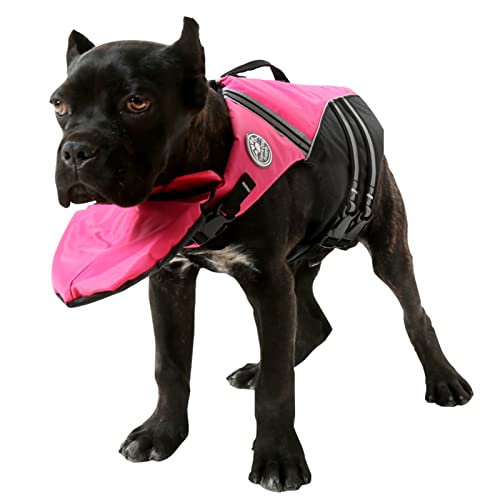 Podazz Dog Life Jacket Verstellbare Rettungsweste für Tierretter mit Griff Dog Life Preserver mit Chin Float Dog Saver Flotationsweste zum Schwimmen, Surfen, Bootfahren (M)
