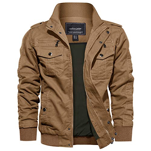 EKLENTSON Herrenjacke Labormantel Arbeitsjacke Berufsjacke Piloten Windbreaker Coat Khaki, 3XL