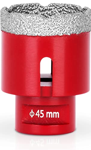 Diamant Bohrkrone Fliesen 45mm für Fliesen/Glas/Feinsteinzeug | PREMIUM Diamant Lochsäge für Winkelschleifer Flex M14 | Temperaturbeständiger Fliesenbohrer Diamant | Keramik/Granit/Steinfliesen |