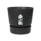 elho Greenville Rund 47 - Blumentopf für Innen und Außen - Selbstbewässerungstopf - 100% Recyceltem Plastik - Ø 47.0 x H 44.0 cm - Schwarz/Living Schwarz