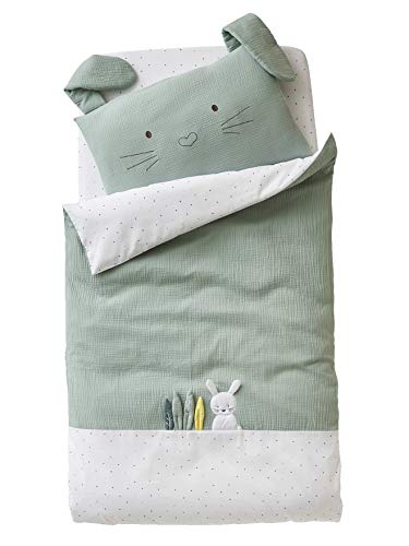 Vertbaudet Baby Bettbezug,Green Rabbit mit Musselin grün 100X120