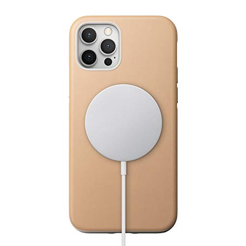 NOMAD Rugged Case mit MagSafe-Kompatibilität, Schutzhülle aus Echtleder kompatibel mit iPhone 12 und iPhone 12 Pro in beige