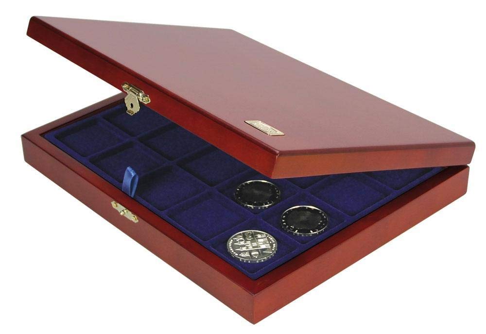 Münzen-Kassette Holz: Münzenkassette Echt Holz für verschiedene Münzen mit 3 Einsätzen