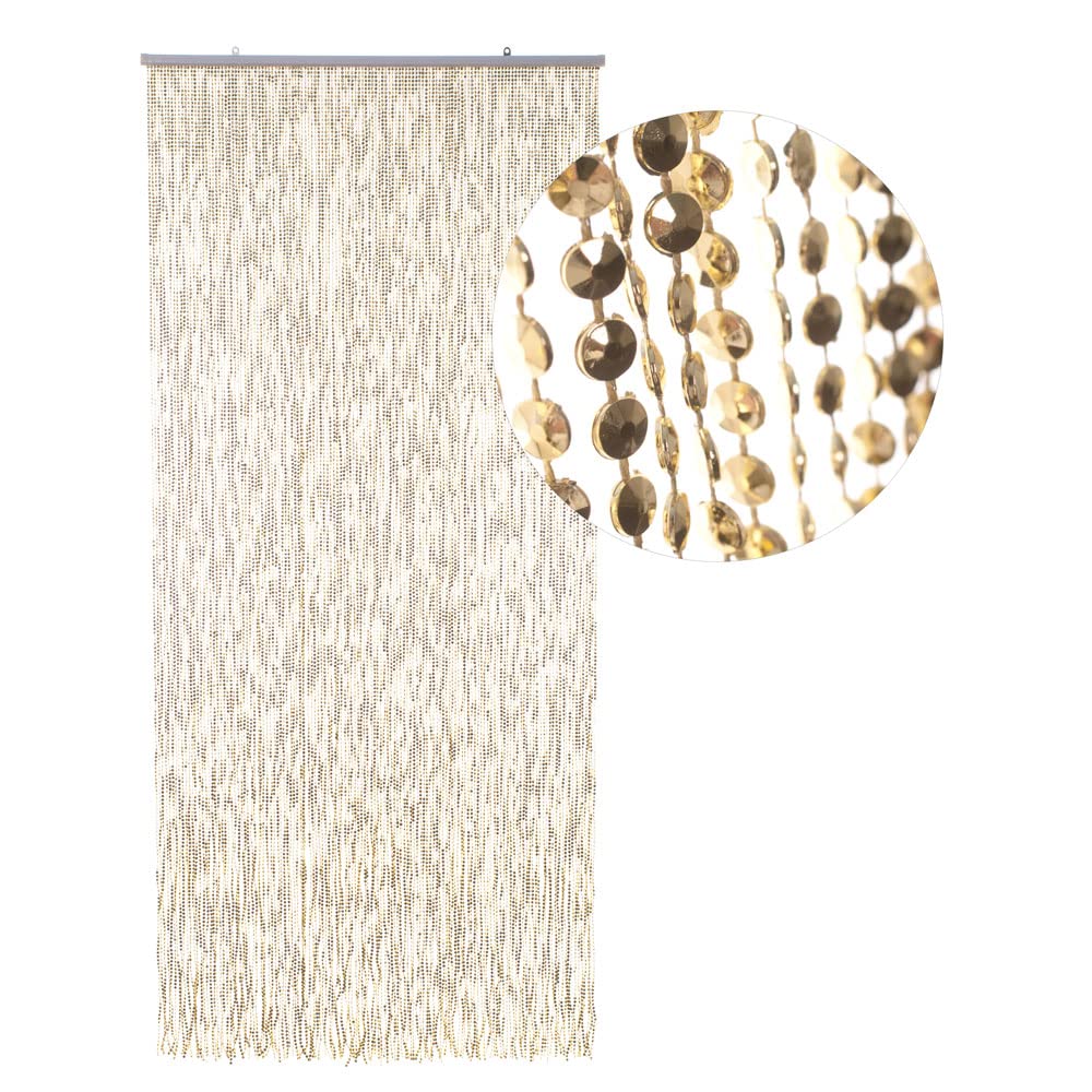 HAB & GUT -DV0247- Türvorhang Mini DIAMANTEN 90 x 200 cm Gold Insektenschutz Perlen Pailettenvorhang