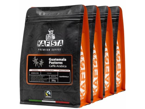 Kafista Premium Kaffee - Kaffeebohnen für Kaffeevollautomat und Espressomaschine aus Italien - Fairtrade - Spitzenkaffee - Barista Qualität (Guatemala Pastores, 4x250g)