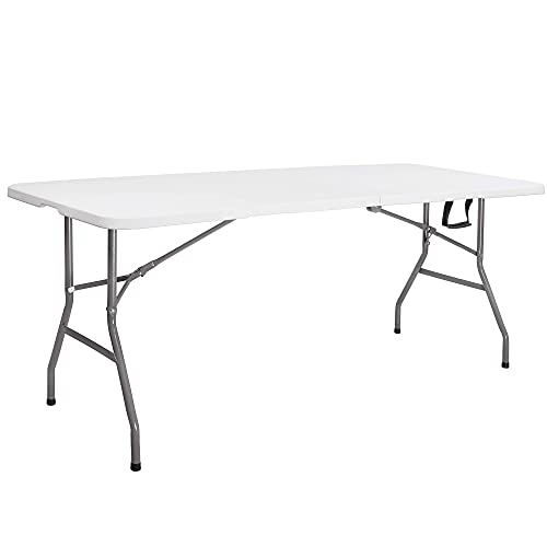 SPRINGOS Partytisch Banketttisch klappbarer Gartentisch für Gastronomie m. Tragegriff Kofferfunktion Kunststoff Metall In- & Outdoor (Weiß)