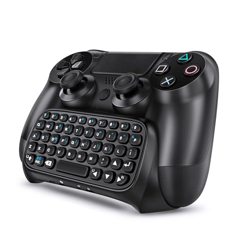 TNP Products Wireless Mini Bluetooth Keyboard - Keypad Gamepad Joystick Text Messager Chatpad Adapter for Sony Playstation 4 Gaming Controller Black [Playstation 4]