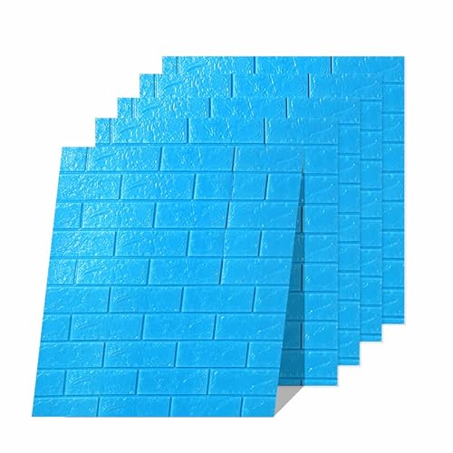 3D Tapete Wandpaneele selbstklebend - Moderne Wandverkleidung in Steinoptik in 7 verschiedenen Farben - schnelle & leichte Montage (5x Stück, Blau)