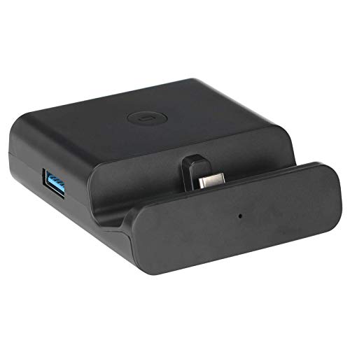 Tragbare USB C-Ladestation für Nintendo Switch/Lite, Mini-Ladestation HDMI-Videokonverteradapter mit 3 USB-Anschlüssen, Unterstützung 1080P, für Nintendo Switch/N-Lite - Schwarz