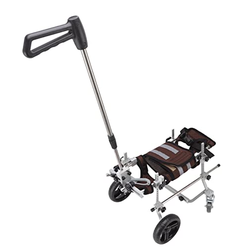 Feilei Haustier-Rollstuhl, stoßdämpfende Haustier-Rehabilitations-Rollstühle, tragbar mit Griffen für Hunde CJC08 Kaffee