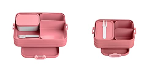 Mepal 2-tlg Bento-Lunchboxen Set Klein/Groß Take A – Brotdose mit Fächern, geeignet für bis zu 4 BZW. 8 Butterbrote, TPE/pp/abs, 0 mm Vivid Mauve