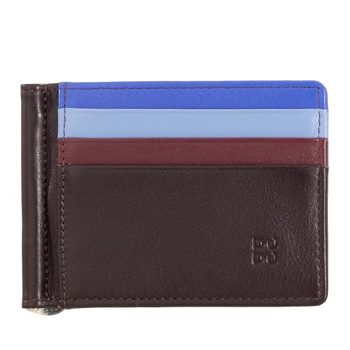 DuDu Herren Brieftasche mit Geldclip aus Leder Kreditkarten-Fächer Clip Banknoten Kompakt Steckfächer Dunkelburgundy