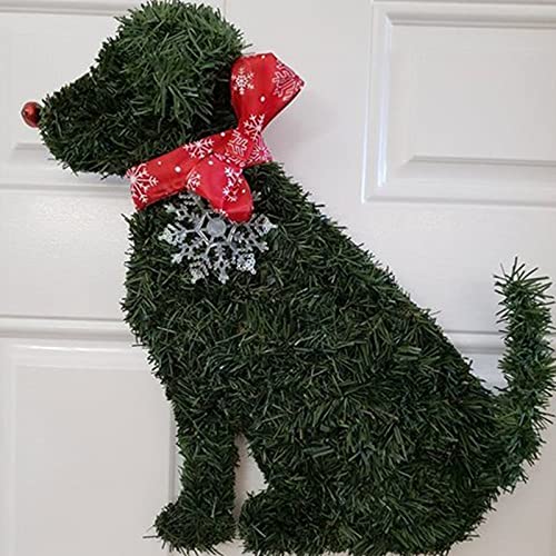 GAVALE Animal Christmas Wreath Decorations, Cute Indoor Outdoor Door Xmas Garland, Handcrafted Wreath for Front Door Seasonal Wall Door,E