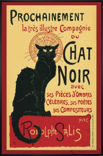 Close Up Le Chat Noir Poster (93x62 cm) gerahmt in: Rahmen schwarz