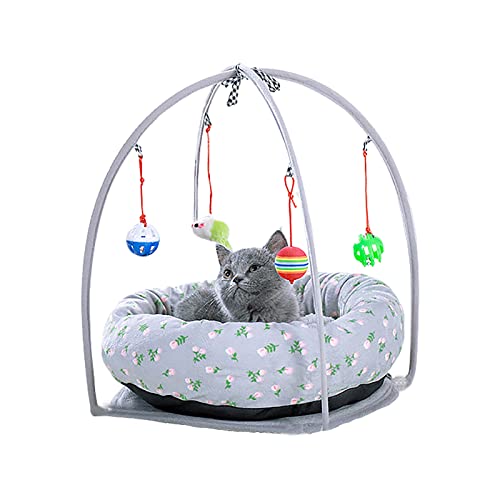 SH Haustier-Spielmatte für Katzen und kleine Hunde, gepolstertes Bett mit hängendem Spielzeug, hilft Katzen, sich zu trainieren und aktiv zu bleiben, beste Katzenzelt Kissen Matte für Katzen oder kleine Hunde