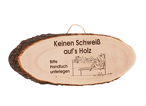 eliga Rindenscheibe "KeineinSchweiß auf's Holz" 34 x 19 cm