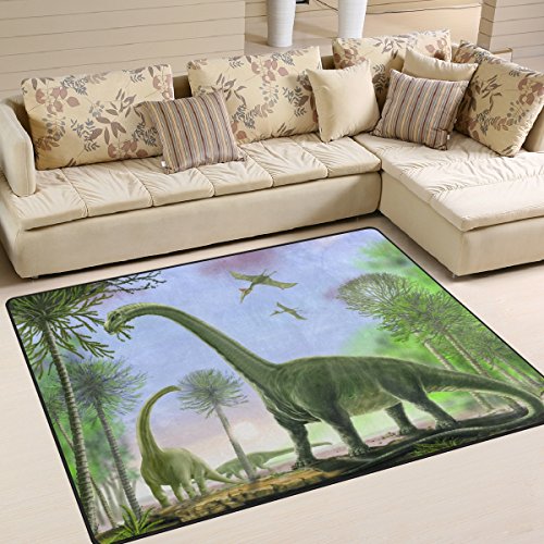 Use7 Tropische Waldlandschaft Naure Dinosaurier Teppich für Wohnzimmer Schlafzimmer 160 cm x 122 cm