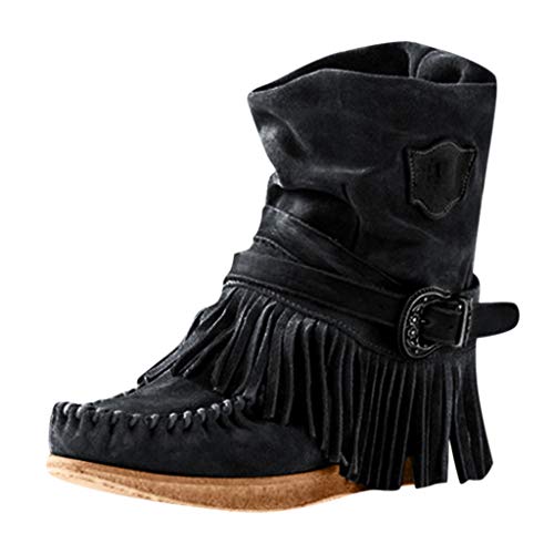 Overknee Stiefel Mode Frauen Kreuz gebunden Leder Knie Plateaustiefel Gothic Bows Schuhe (40 EU,Schwarz)