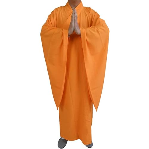 Shaolin-Kleid für buddhistische Mönche, Meditation, Haiqing-Robe, Kung-Fu-Anzug, Herrenkostüme, buddhistische Mönchsroben, Kleidung (Farbe: Orange, Größe: Größe 39)