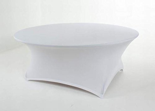 Gastro Uzal Tischhusse rund 180 cm in weiß Elastane, Bügelfrei für Bankettische aus Stretch, Banketttischhusse