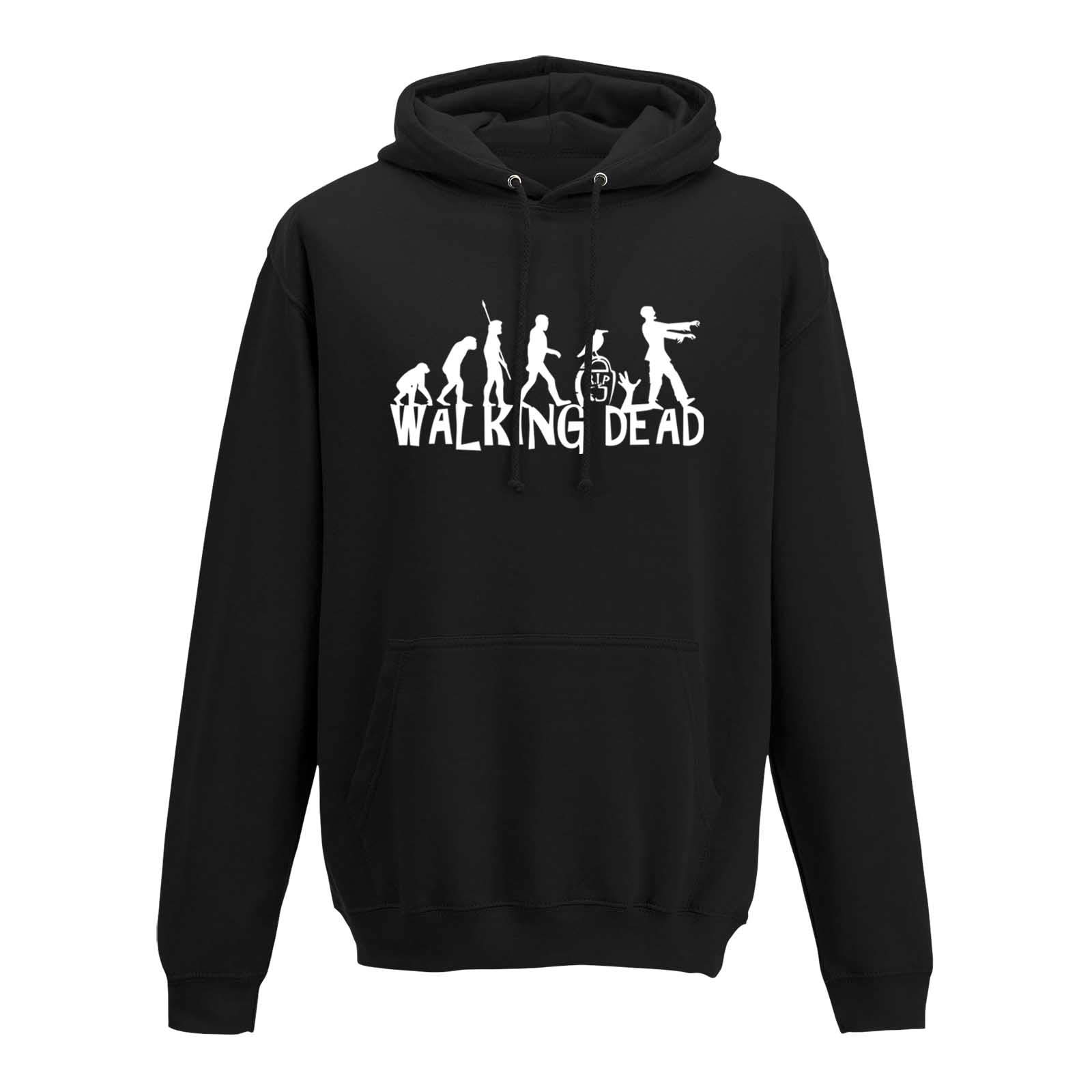 Hoodie Evolution Walking Dead TWD Zombie Rick Lori Fox 10 Farben Herren XS - 5XL Comic Adaption Serie Film Movie Apokalypse Survival, Größe:XL, Farbe:schwarz - Logo Weiss