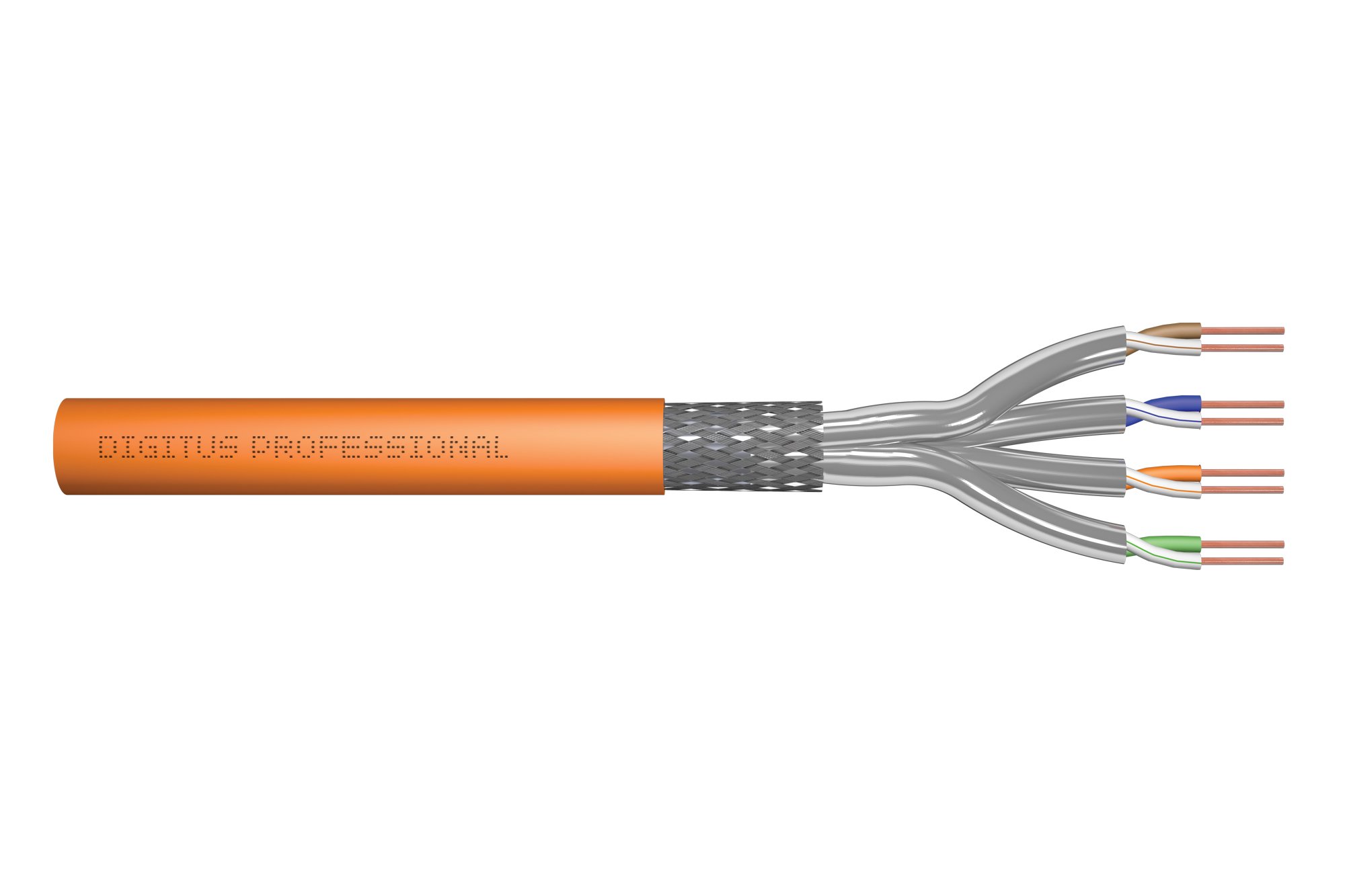 DIGITUS 1000 m Cat 7 Netzwerkkabel - S-FTP (PiMF) Simplex - BauPVO Dca - LSZH Halogenfrei - 1200 MHz Kupfer AWG 23/1 - PoE+ Kompatibel - LAN Kabel Verlegekabel Ethernet Kabel - Orange