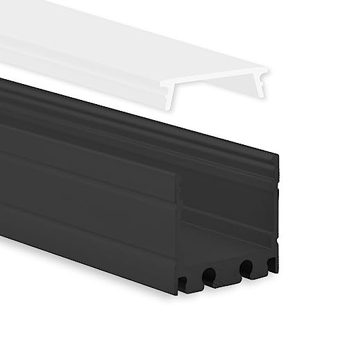 GX-PN8 LED AUFBAU-Profil 200 cm, LED Stripes max. 16 mm, schwarz RAL 9005 2m Abdeckung opal