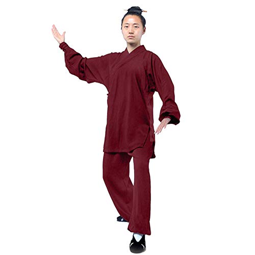 G-like Tai Chi Uniform Kleidung - Qi Gong Kampfkunst Wing Chun Shaolin Kung Fu Training Dao Bekleidung - Hanf (Rot, L)