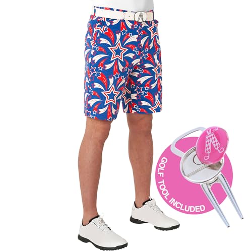 Royal & Awesome Gemusterte Golf-Shorts für Herren, Shooting Pars, 54
