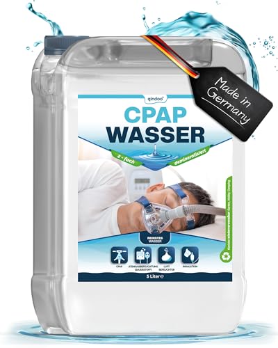 5L Qindoo CPAP Wasser für Luftbefeuchter I Sauerstoff-Geräte, Inhalator, bi destilliertes Wasser für medizinische Zwecke CPAP (5 Liter)