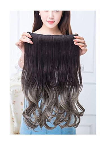 Einteiliger Clip in den Haarverlängerungen Big Wave-Farbe hängende Ohr-lockiges Perücken-Stück Ersatzgradation Haarverlängerungsstück,Curls：aoki linen gray