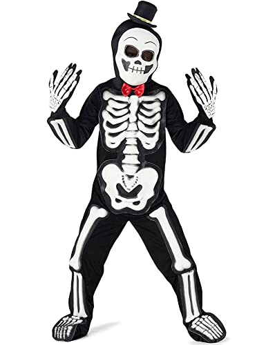 Halloween 3D Kostüm "Skelett" für Kinder | Glow in the Dark Geist (98-104)