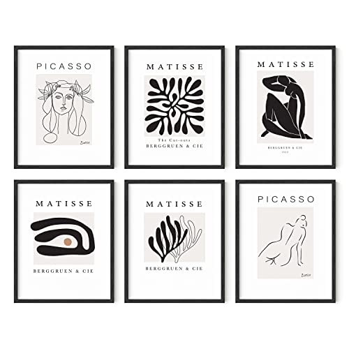 Haus and Hues Henri Matisse Poster und Picasso Wandkunst – Set mit 6 Matisse-Drucken und Picasso-Postern | Henri Matisse Prints Kunstausstellungsposter Berühmte Malerei | ungerahmt 20,3 x 25,4 cm (mit