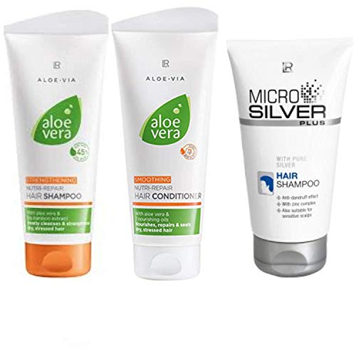 LR Shampoo Set: 1x Nutri-Repair Haarspülung + Nutri-Repair Haarshampoo + Microsilver Plus Anti-Schuppen Shampoo + Gratis Überraschungsei