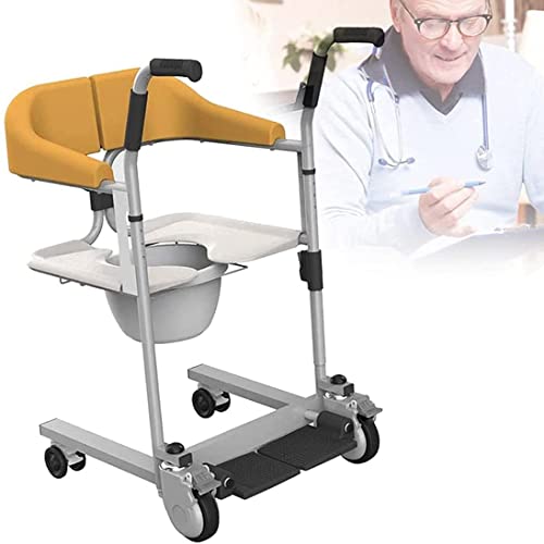 Patientenlift Rollstuhl für Zuhause, tragbarer Transferheber mit 180 ° geteiltem Sitz, medizinischer Nachttischstuhl, Badezimmerstuhl, manueller Hebebühne für ältere Menschen mit Behinderung, maximale