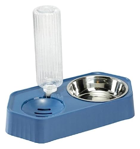 2-in-1-Haustiergeschirr, Wassernapf for Hunde, auslaufsicherer Wasserspender, Kombi-Set, mehrfarbige Schüssel, Ersatz for Haustiernapf (Color : Blue)