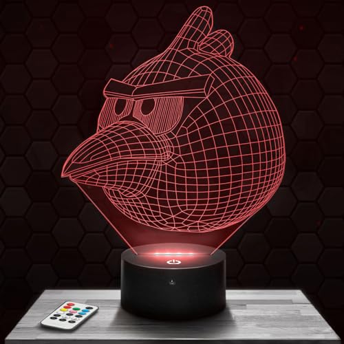 Lampephoto.fr Nachttischlampe, Touch-Nachtlicht Angry Birds 3D-LED-Lampe Illusion, Geschenkidee Weihnachten Geburtstag Junge und Mädchen Nachttischlampe Kinder- oder Erwachsenenzimmer