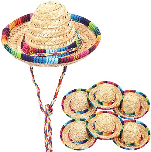 10 Stück Mini-Mexikanischer Hut Sombrero Partyhüte, 15 cm, Fiesta-Dekoration, Zylinder für Hunde, Katzen, Partyzubehör, Braun