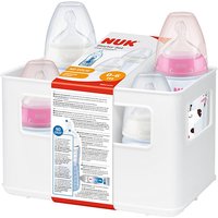 NUK First Choice+ Babyflaschen Starter Set | 0–6 Monate | 4 x Babyflasche mit Temperaturkontrolle & Flaschenbox | Anti-Colic-Ventil | BPA-frei | Herz (neutral) | 5 stück