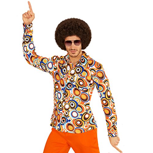 Amakando Schlagermove Herrenhemd - L/XL (52/54) - Hippie Outfit 60er Jahre Kleidung Schlager Kostüm Shirt Peace Verkleidung Klamotten 70er Jahre Hemd Herren