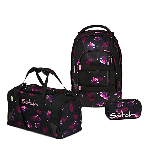 satch Pack Schulrucksack Set 3tlg. mit Sporttasche und Schlamperbox (Mystic Nights)