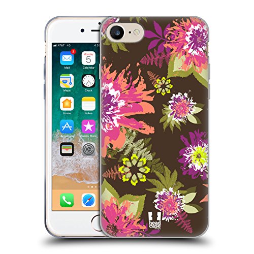 Head Case Designs Dunkel Braun Pflanzenornamente Soft Gel Handyhülle Hülle kompatibel mit Apple iPhone 7/8 / SE 2020 & 2022