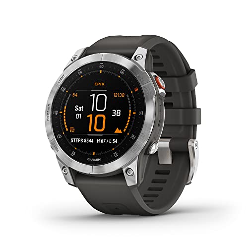 Garmin epix Gen 2, Premium Active Smartwatch, Gesundheits- und Wellness-Funktionen, Touchscreen AMOLED Display, Abenteueruhr mit erweiterten Funktionen, Schieferstahl