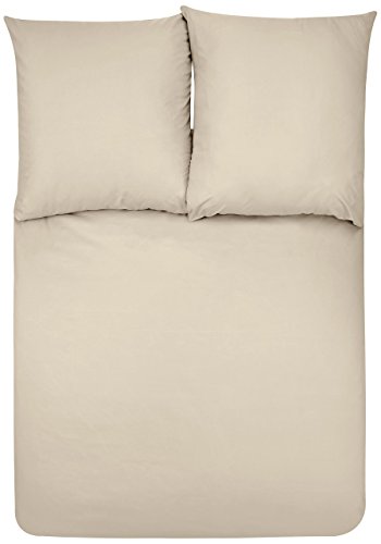 Amazon Basics 3-Stück Mikrofaser-Bettdeckenset, 155 x 200 cm/80 cm x 80 cm x 2, Beige, Einfarbig